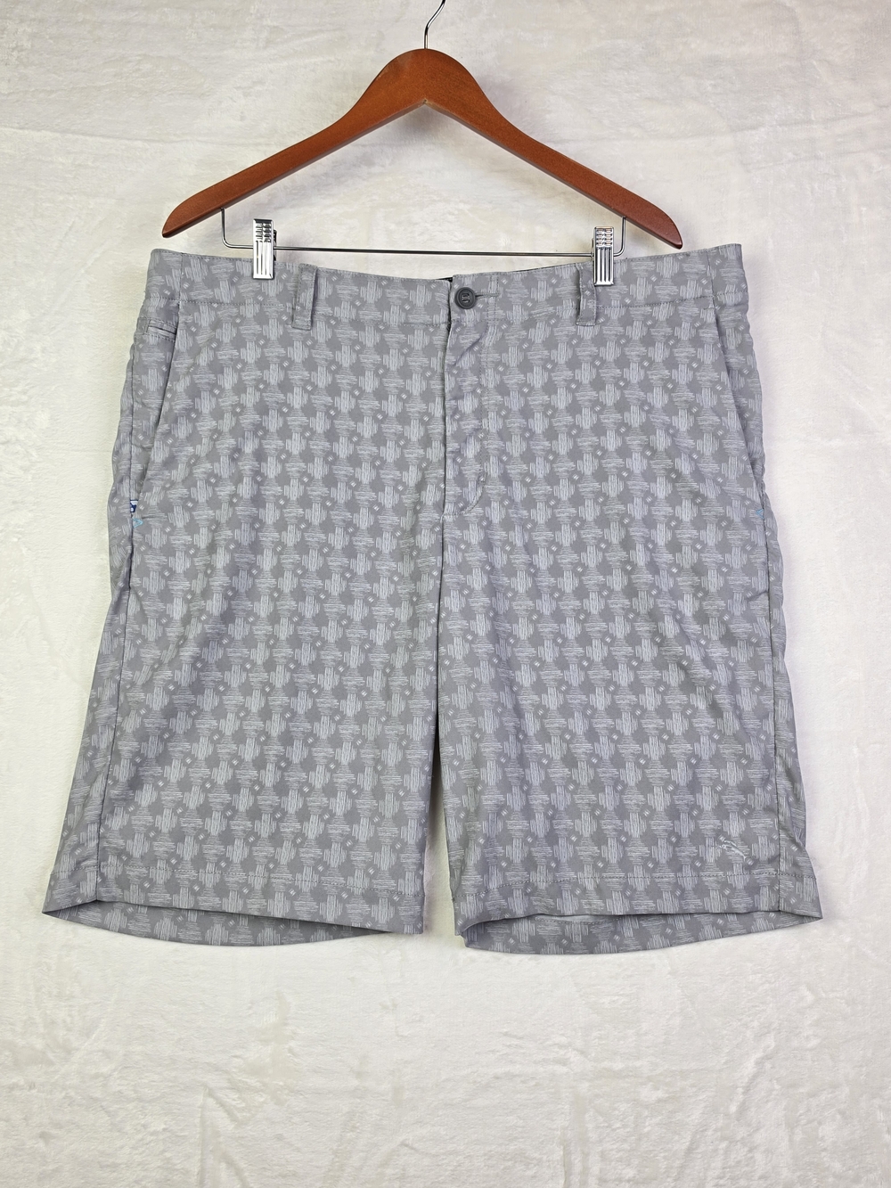 Tommy Bahama Sand Par Geo Shorts Mens 40 Performance Stretch Print Gray